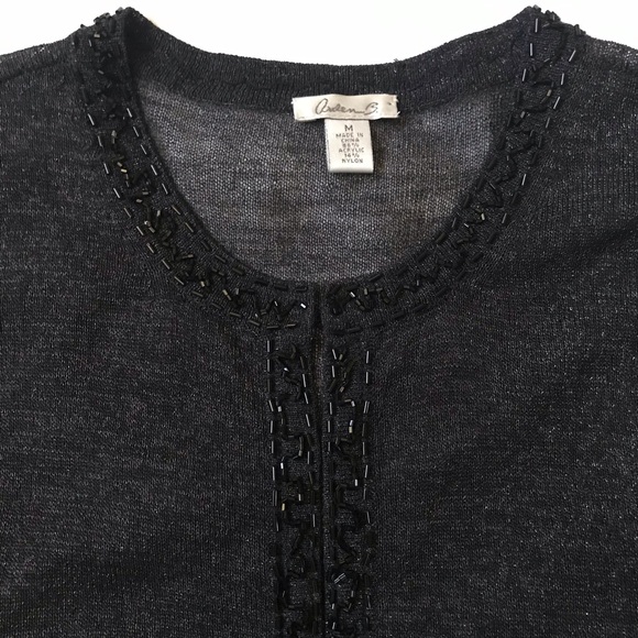 Arden B Black Beaded Long Sleeves Cardigan Size M - Picture 11 of 16